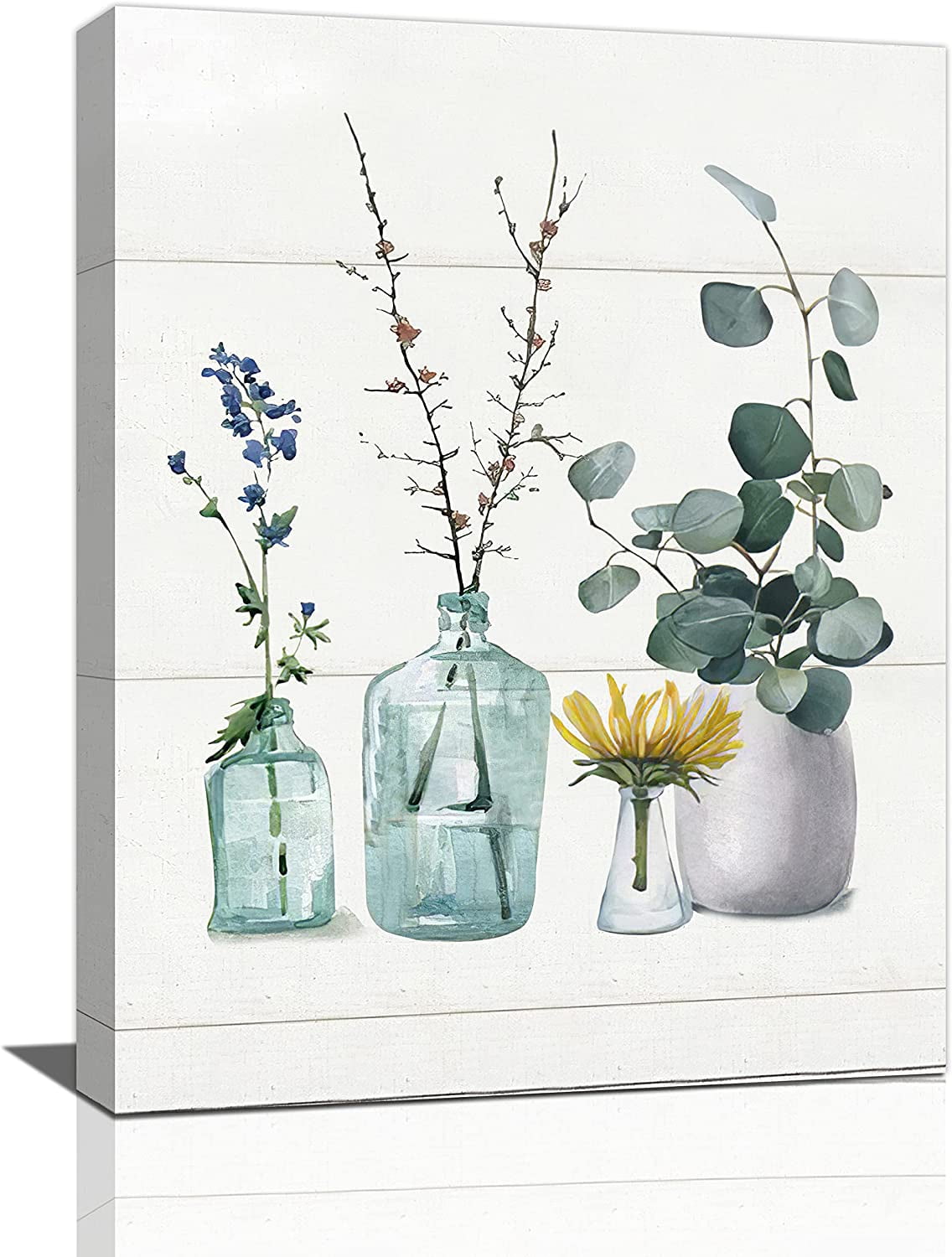 Bathroom Botanical Wall Art Farmhouse Flowers Bathroom Pictures Wall Decor Rustic Floral Bathroom Canvas Prints Painting Modern Home Framed Artwork For Living Room Bedroom Office Toilet 12"x16"