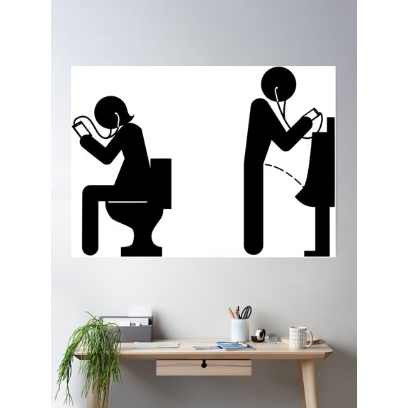 Bathroom Break Poster Wall Art, Modern Wall Decor For Living Room Bedroom, 24x36 UNFRAMED