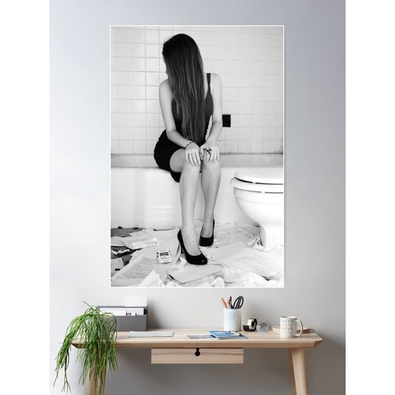 Bathroom Break Poster Wall Art, Modern Wall Decor For Living Room Bedroom, 8x12 UNFRAMED