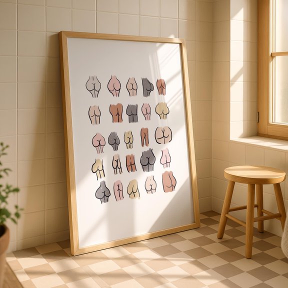 Bathroom Bum Restroom Wall Art Style One, Unframed Paper Print
