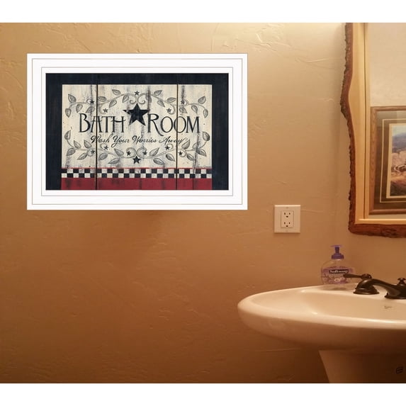Bathroom By Linda Spivey Printed Framed Wall Art Wood Multi-Color