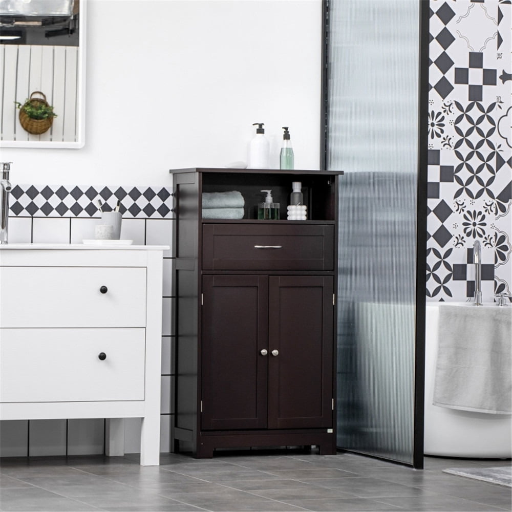 Bathroom Cabinet with 2 Doors,Tall Freestanding Storage Vanity with ...