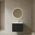 thumbnail image 1 of Bathroom Cabinet With 2 Drawers - 24" Dark Oak Plywood, White Ceramic Sink Drain, Hole Cover, Pre-assembled Vanity Plywood Cabinet, Drawers, Wall Mount, 1 of 2