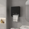thumbnail image 1 of Bathroom Cabinet - Black Medicine With Towel Rod And Shelves, 16.2"w Rod, 6.8"h X Upper Shelf, 6.4"h Lower Dual Doors Metal Handles, Engineered Wood For Delightful Shelf Large Items, Smaller, 1 of 5