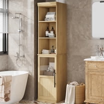 Bathroom Cabinet,Freestanding Bathroom Storage Cabinets with Glass Door and Open Shelves, 70" Narrow Storage Cabinet Freestanding Storage Cabinet for Bathroom,Living Room,Kitchen