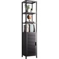 thumbnail image 1 of Bathroom Cabinet Freestanding, Tall Slim Bamboo Storage Cabinet with Shelves and Door, Space Saving Kitchen Cupboard Organizer,Black, 1 of 17