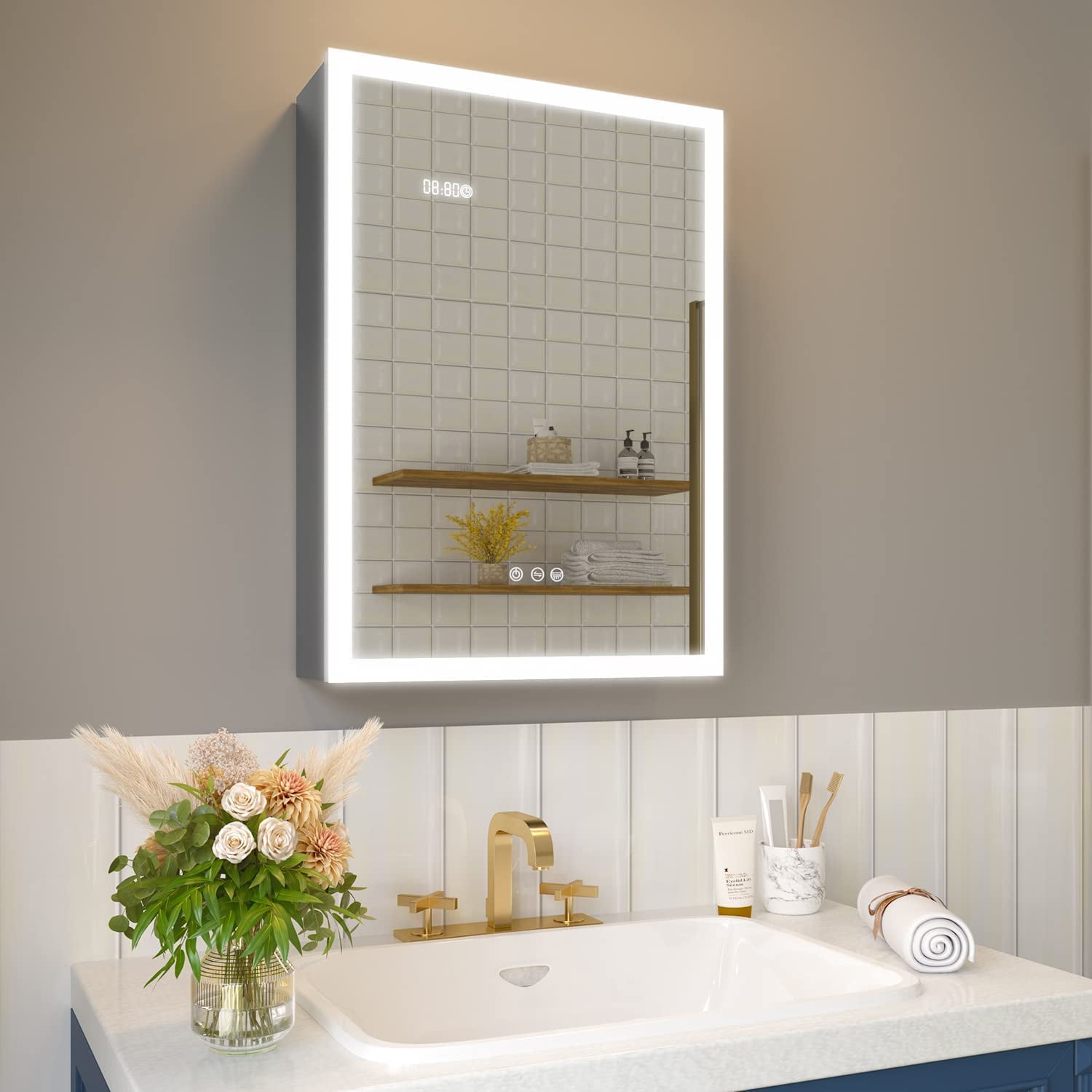 "LIGMIRR Lighted 28""*20"" Wall Mount Bathroom Medicine Cabinet with ...