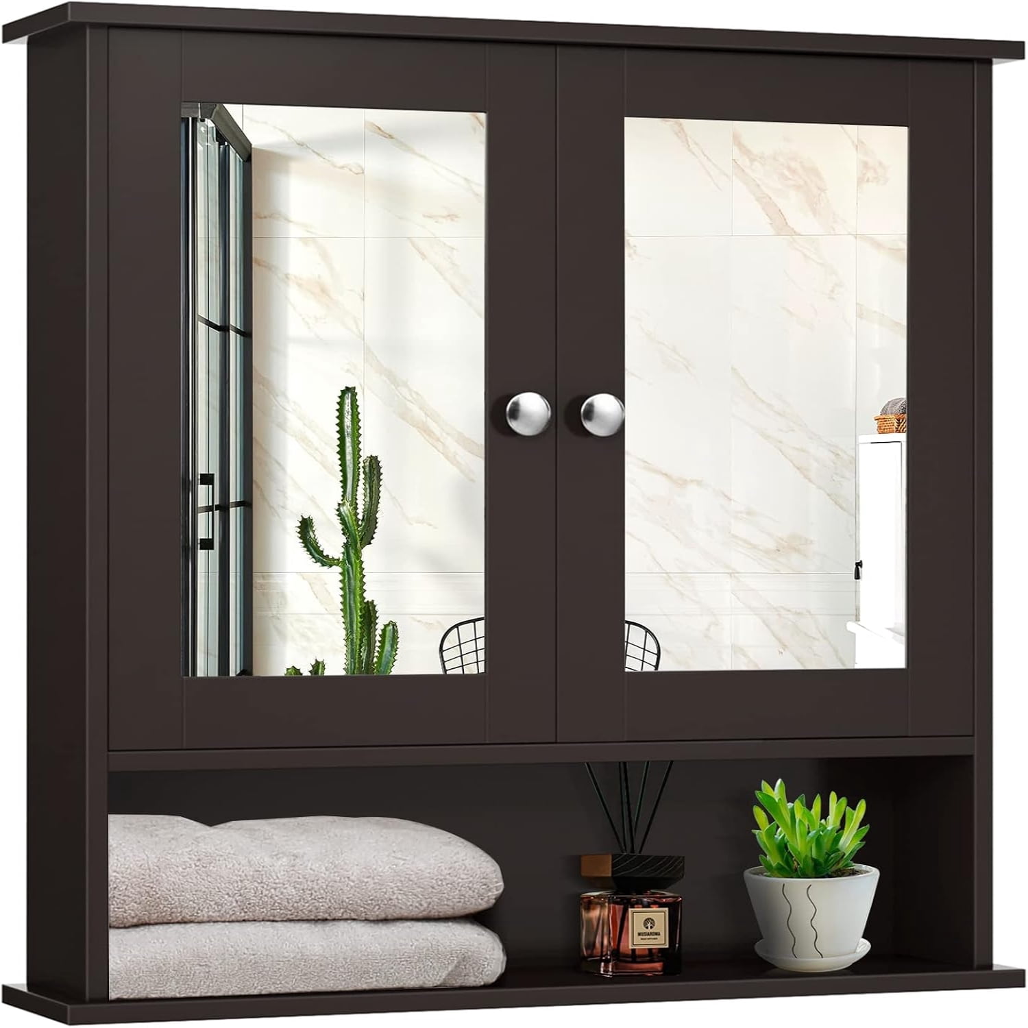 Bathroom Cabinet with Mirror Wall Mounted Medicine Cabinet w/ 2 ...