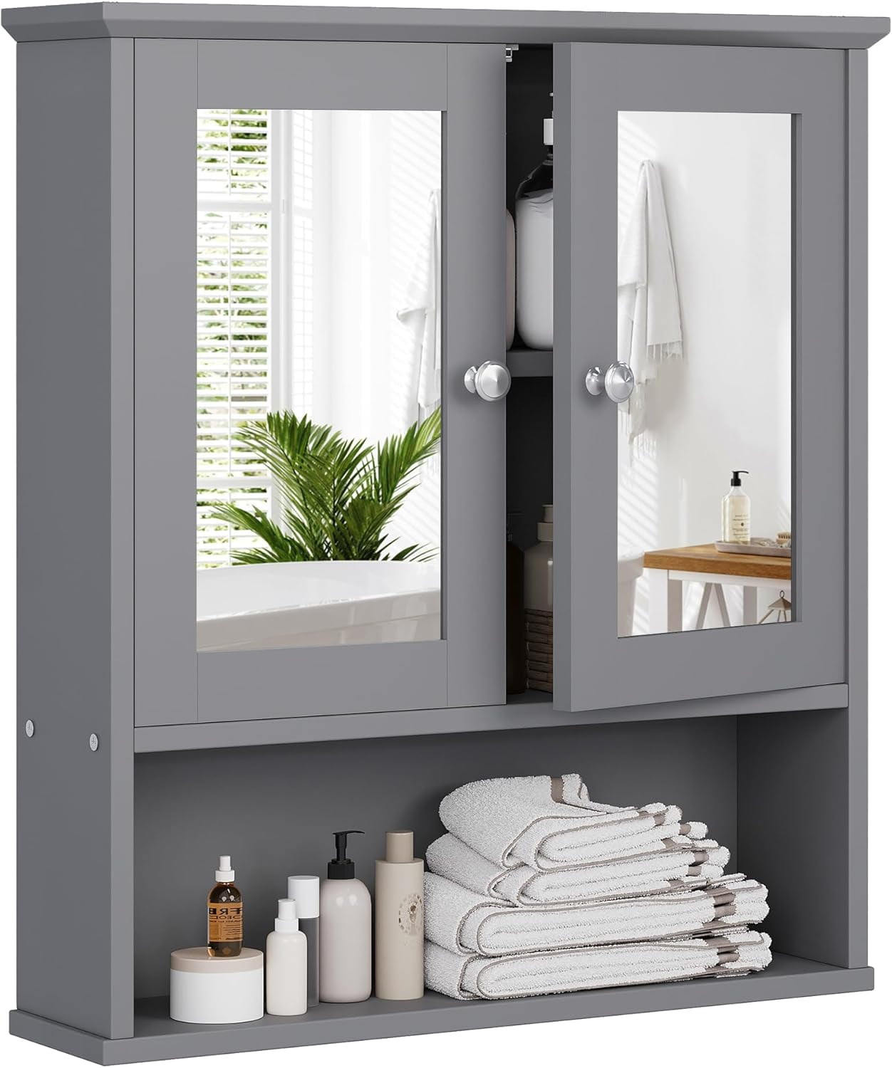 Bathroom Cabinet with Mirror Bathroom Wall Cabinet with Open Shelf ...