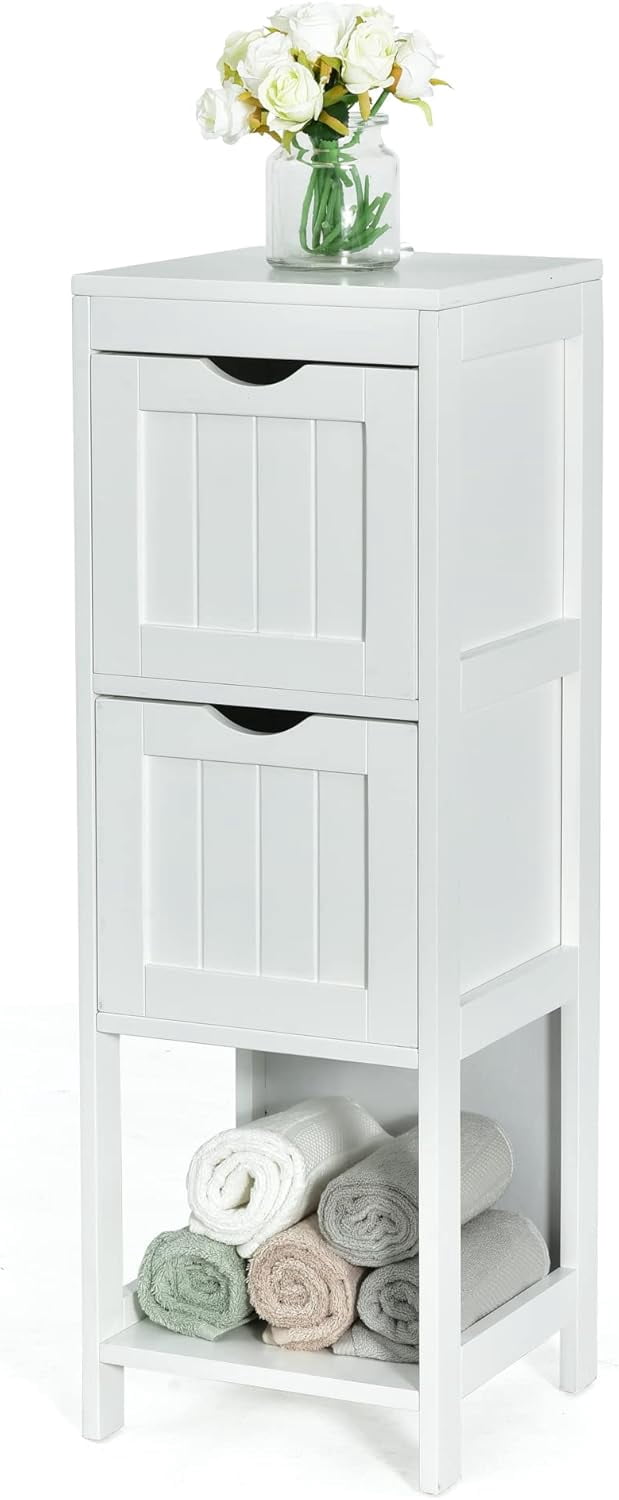 Bathroom Cabinet Narrow Freestanding Floor Cabinet with 2 Removable ...