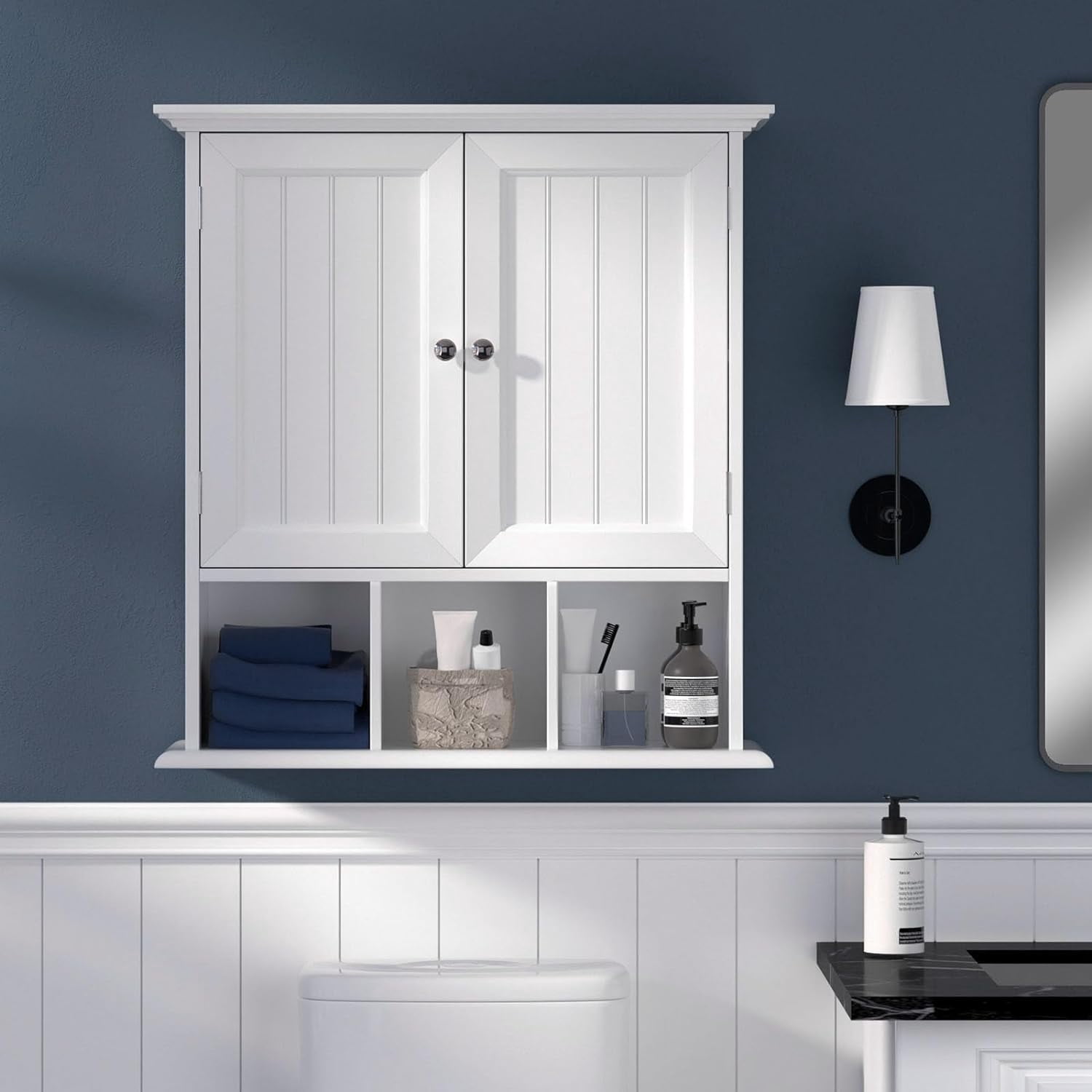 Bathroom Cabinet, Over Toilet Storage Cabinet with Open Shelves, Wooden ...