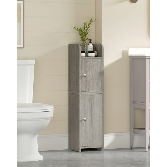 Bathroom Cabinet, Small Corner Cabinet with 2 Doors and Adjustable Shelf, Narrow Storage Cabinet, Floor Cabinet for Small Spaces