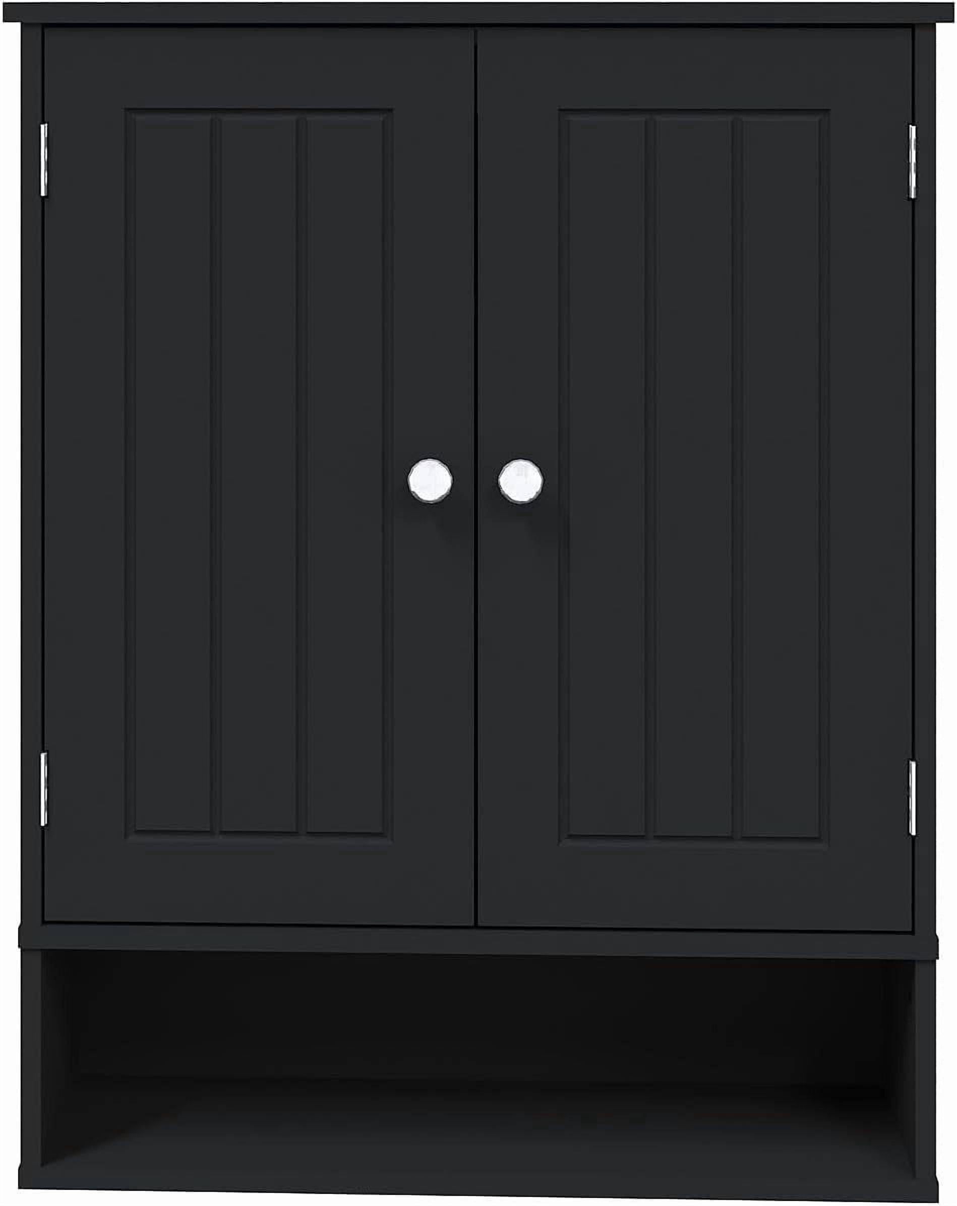 Bathroom Cabinet - Over The Toilet Storage Cabinet Black Medicine Cabinet, Bathroom Wall Cabinet with 2 Doors and Adjustable Shelves, Small Wall Mounted Cabinet for Bathroom, Kitchen, Laundry,black