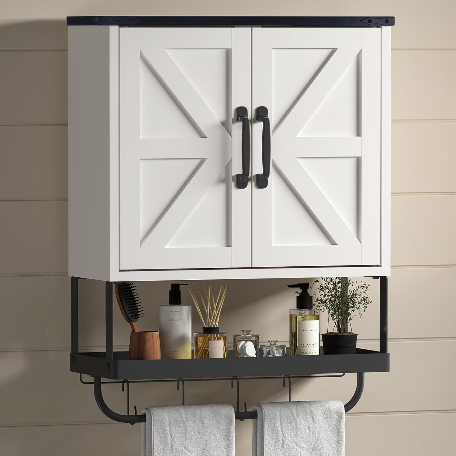 Bathroom Cabinet Wall Mounted with 2 Barn Door, Wood Medicine Cabinet ...