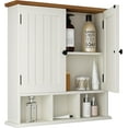 Bathroom Wall Mounted 2Door with 3 Open Shelves, Wooden