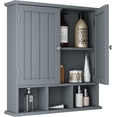 Bathroom Cabinet Wall Mounted 2-Door with 3 Open Shelves, Wooden Medicine Cabinets with ...