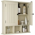 Bathroom Wall Mounted 2Door with 3 Open Shelves, Wooden