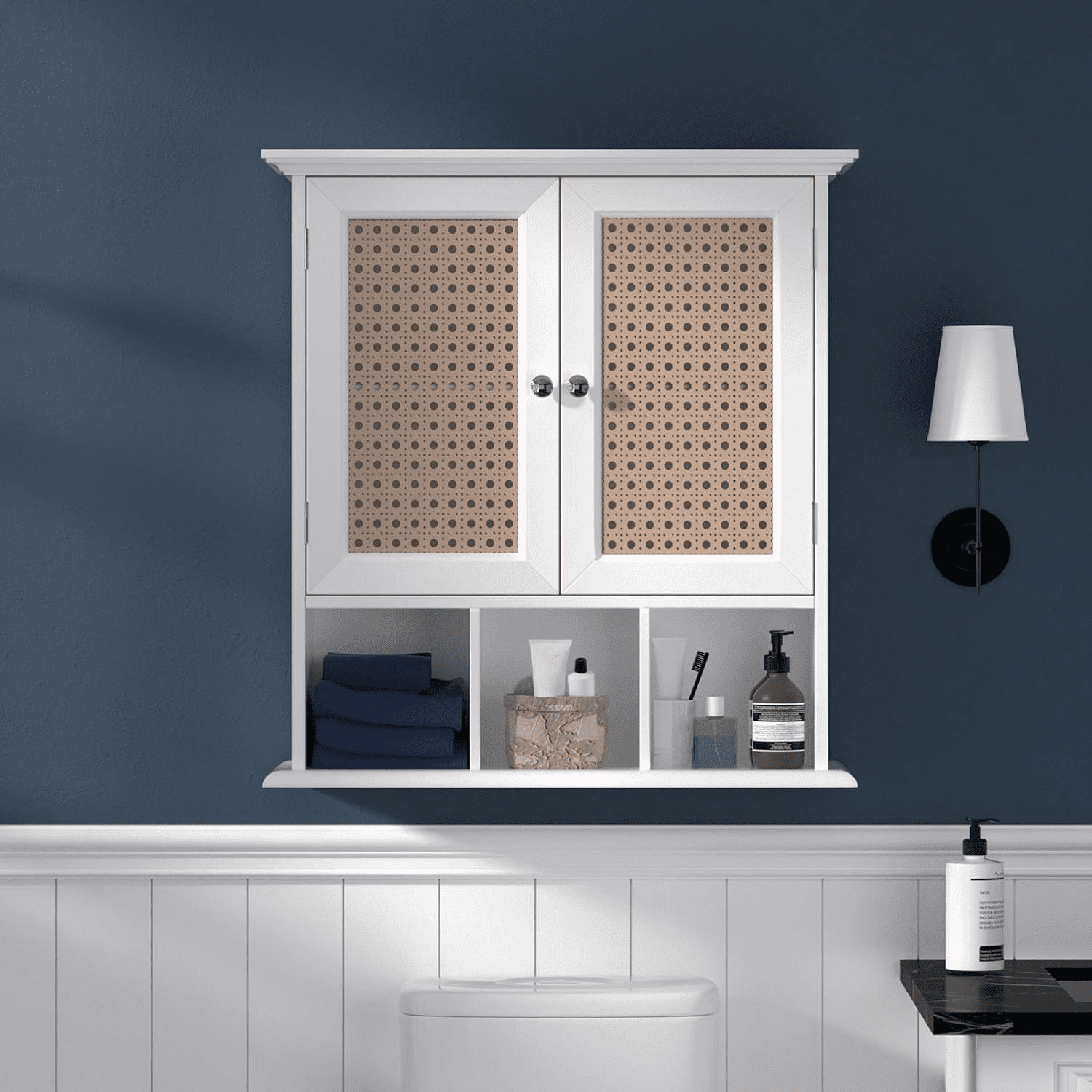 Bathroom Wall Mounted with 3 Open Shelves Over Toilet