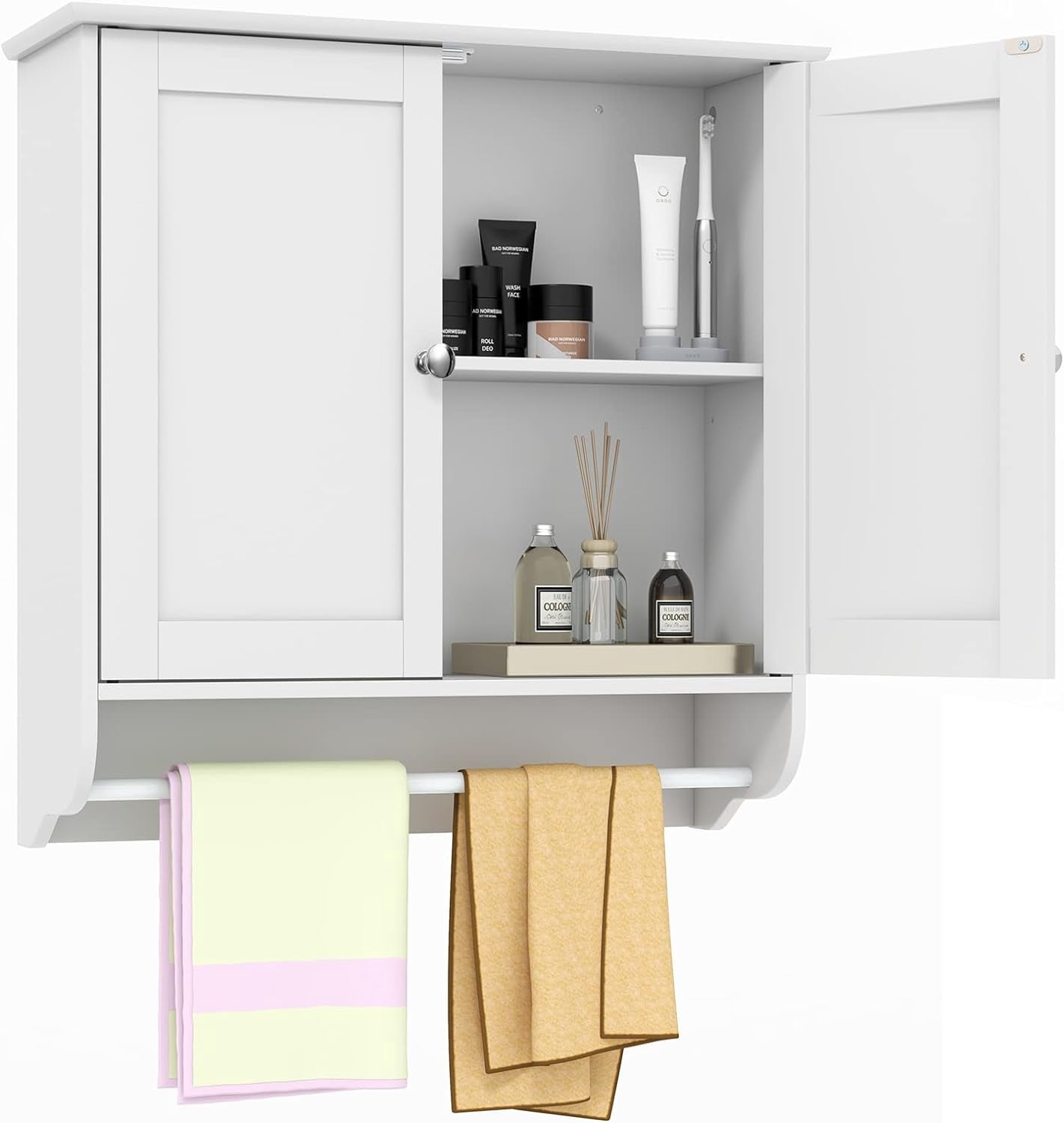 Bathroom Cabinet Wall Mounted, Bathroom Medicine Cabinet with Bar ...