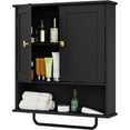 thumbnail image 1 of Bathroom Cabinet Wall Mounted Medicine Cabinets with Towels Bar, Over The Toilet Storage Cabinet with 2 Doors and Adjustable Shelf, White Wall Cabinet for Bathroom Laundry Kitchen, 1 of 15
