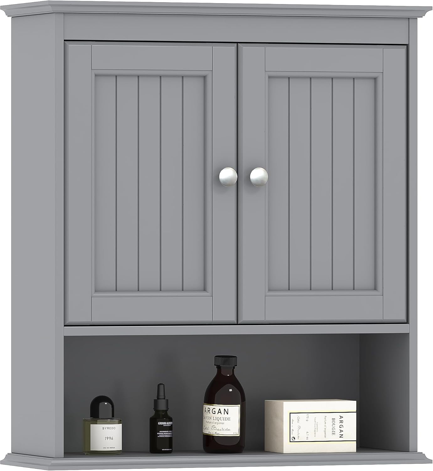 Bathroom Cabinet Wall Mounted with Doors, Wood Hanging Cabinet with ...