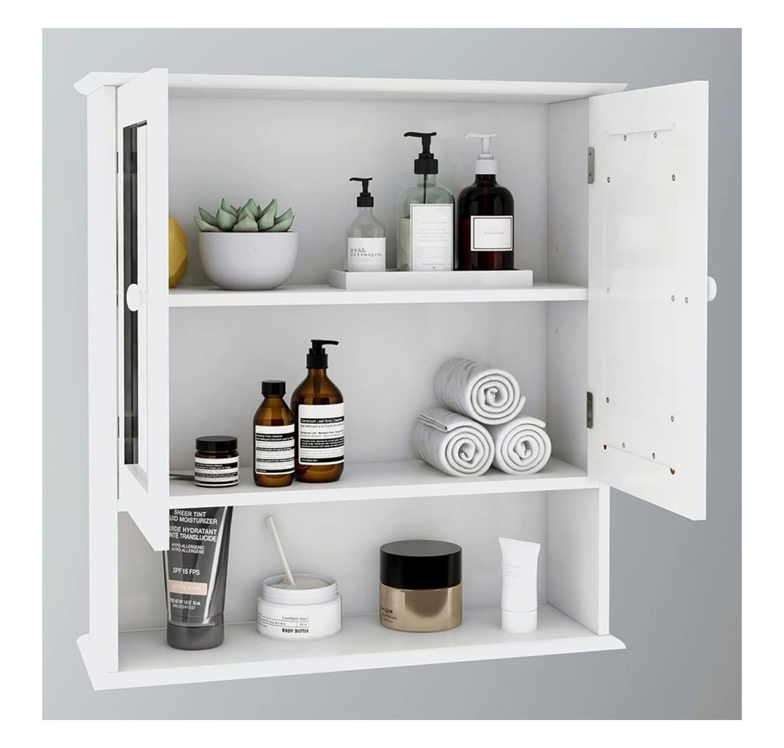 Bathroom Cabinet Wall Mounted with Mirror Doors, Medicine Mount Storage ...