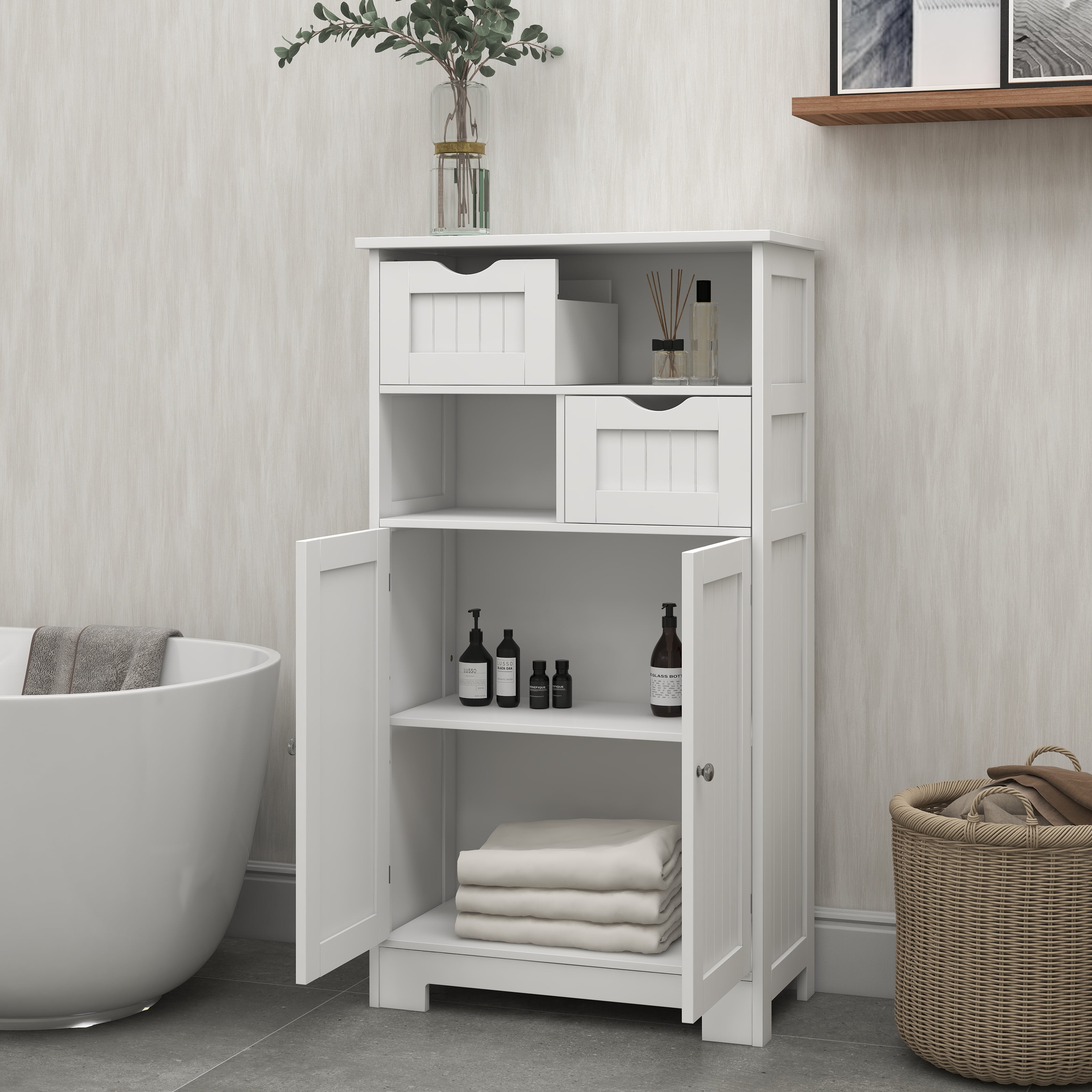 Bathroom Cabinet With 2 Drawers, Freestanding Bathroom Storage Cabinet ...