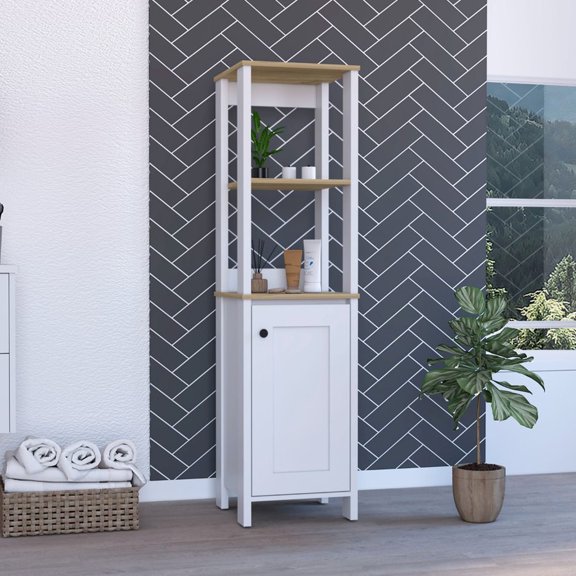 Bathroom Cabinet With Four Shelves And Single Door - Stylish Material