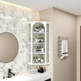 thumbnail image 1 of Bathroom Cabinet with Glass Door, Wall Mounted Corner Cabinet with Four-tier Storage, Accent Storage Cabinet for Bedroom, Living Room, Kitchen, White, 1 of 9