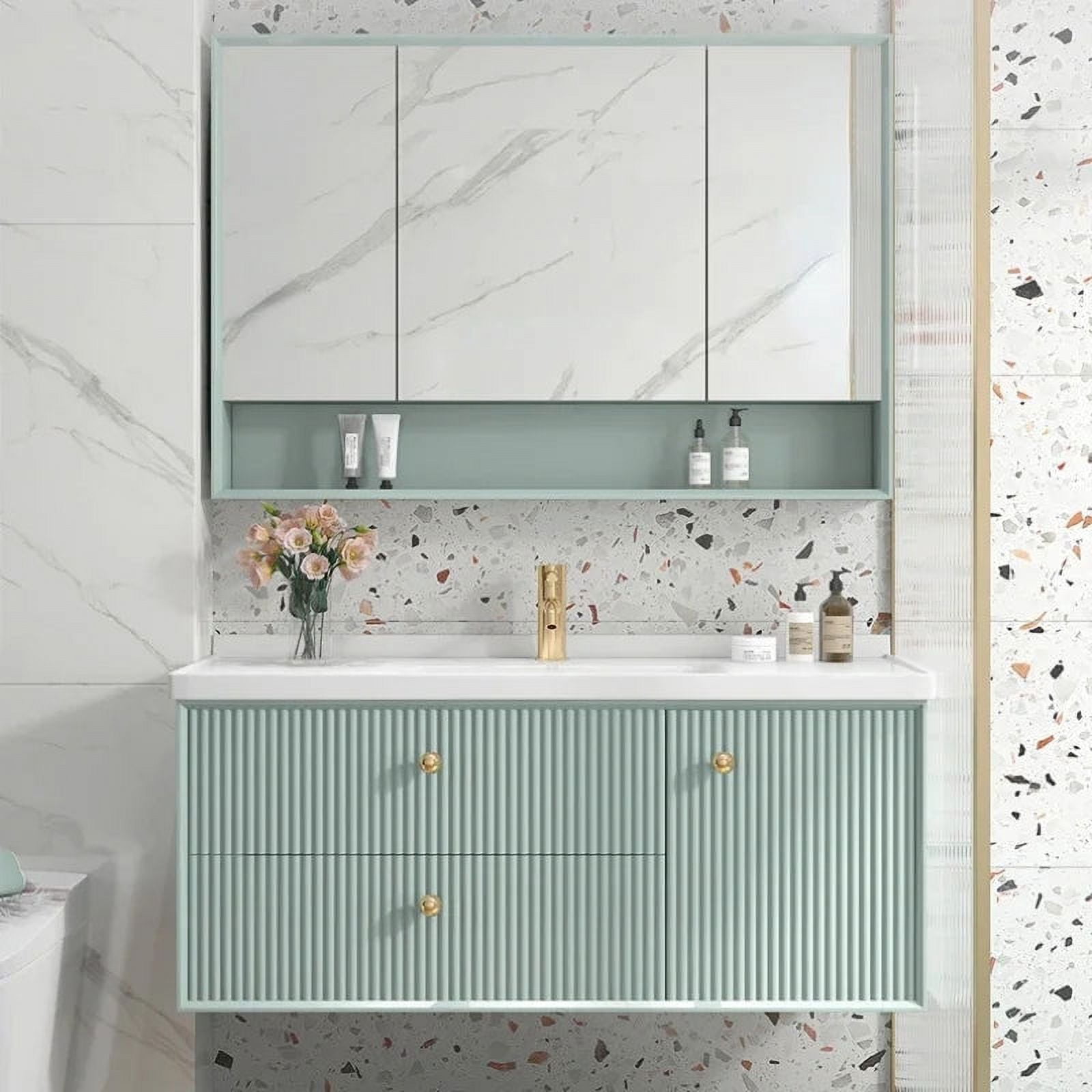 Bathroom Cabinet with Sink Ceramic Integrated Smart Mirror Combination ...