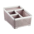 thumbnail image 1 of Bathroom Caddy Organizer - Beige Plastic Storage Basket for Cotton Swabs, Makeup Brushes, Cosmetics, Pens, and Small Items - Versatile Desktop Organizer for Home, Office, and Bathroom Use, 1 of 6