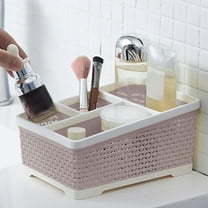 Bathroom Caddy Organizer for Cotton Swabs, Pads, Floss, Makeup Brushes, Pens, and Cosmetics, Plastic Storage Box for Home and Office Desk Organization