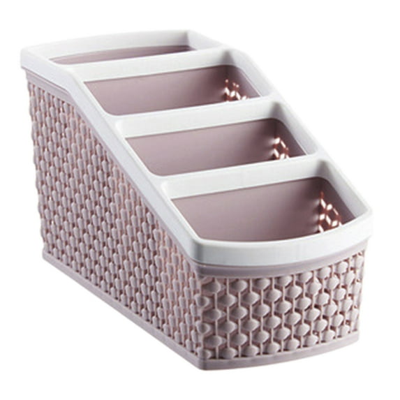 Bathroom Caddy Organizer, Desktop Storage Tray with 4 Compartments for Cosmetics, Makeup Brushes, Cotton Swabs, Pads, Floss, Pens, and Office Supplies