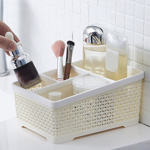 Bathroom Caddy Organizer for Makeup Brushes Swabs and Pads Stylish Storage Basket for Home and Office Compact Clean and Tidy Solution