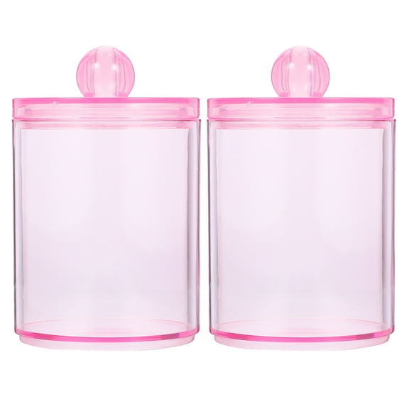 Bathroom Can Storage Box Jars Cotton Swab Holder Organization for 2 Pcs Pink