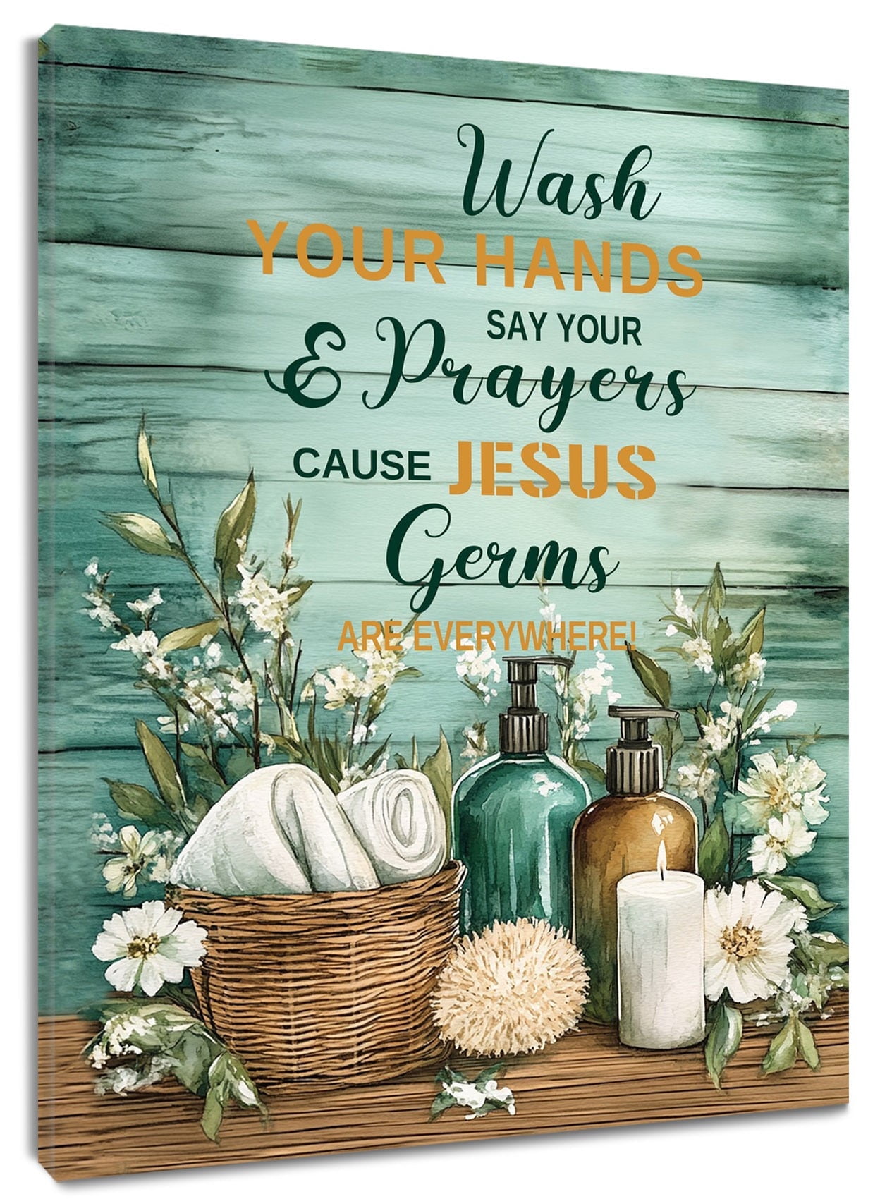 Rustic Quotes Bathroom Canvas Wall Art White Floral Towel Inspirational Quotes Prints ...