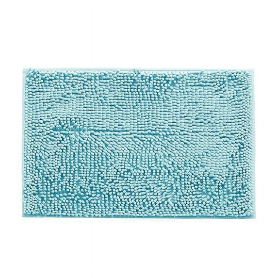 Bathroom Carpet 15.7x23.6 inch Chenille Bath Rug Non Slip Shower Mat Machine Washable Soft Microfiber Rugs for Bathroom Kitchen Bedroom Laundry Room,Light Blue