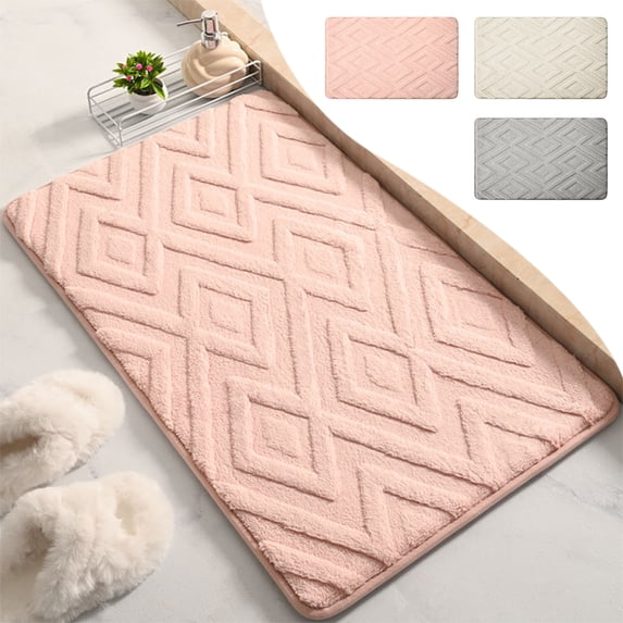 Bathroom Carpet Thick Non Slip Soft and Comfortable Decorative Carpet Plush Shaggy Mat for Bathroom Bedroom Corridor Kitchen Flooring AKLJWH