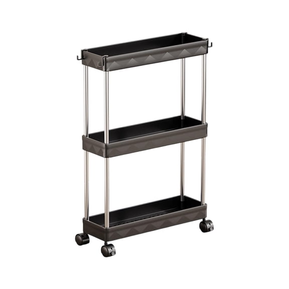 Bathroom Cart, 3-Tier Slim Storage Cart, Narrow Organizer with Wheels for Kitchen Bathroom Dorm - Space Saving Plastic Trolley Shelf, Multi-Purpose Mobile Rack