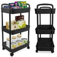 thumbnail image 1 of Bathroom Cart with Wheels Kitchen Small Storage Cart 3 Tier Rack Rolling Cart Organizer Shelf, Black, 1 of 8