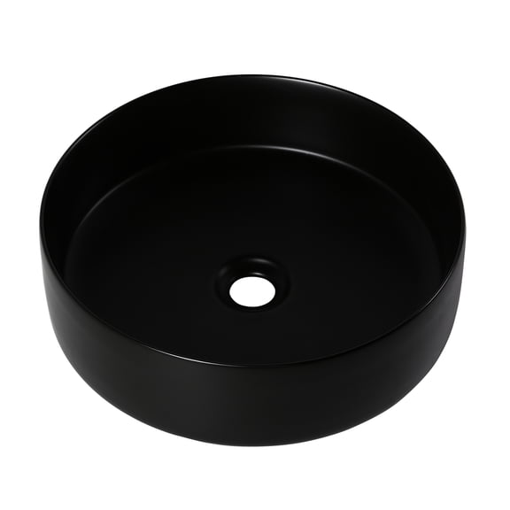 Bathroom Ceramic Basin - Matte Black, 18.68 Lb Weight, Stain Wash Rounded Corners, 4.72 In. Height, Black