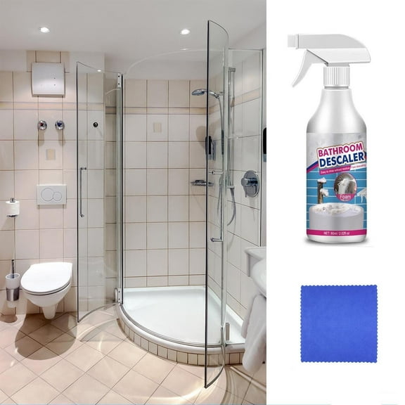 Bathroom Cleaner & Glass Descaler - Powerful 124ml Remover for Tile, Faucet, Tub & Shower Surfaces, Effective Stain & Lime Scale Remover for Bathroom Surfaces (Professional Strength)