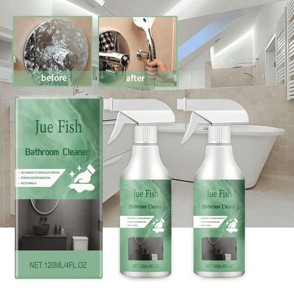 Bathroom Cleaner Spray, Bathroom Descaler Foam Cleaner, Multi-Surface Stain Remover, No Rinse, Gentle Formula, 120ml/4 Fl.OZ (2-Pack)