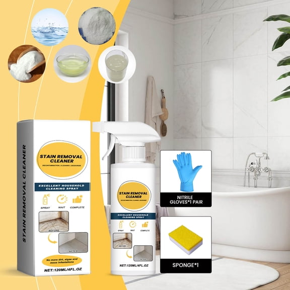 Bathroom Cleaner Spray, Rvkxad Active Formula 120ml & Remover, Non-Scratch Safe for Tiles Glass, Lock Cover, No Preparation Needed Quick Clean for Wet Rooms Showers Cells
