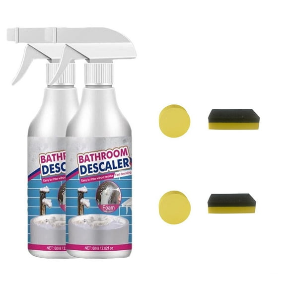 Bathroom Cleaner Stain Remover Foam | Glass & Tile Descaler | Bathtub, Faucet, Sink, Toilet Use | Limescale, Soap Scum, Grime Removal | 60ml Spray | Multi-Surface Cleaning Solution