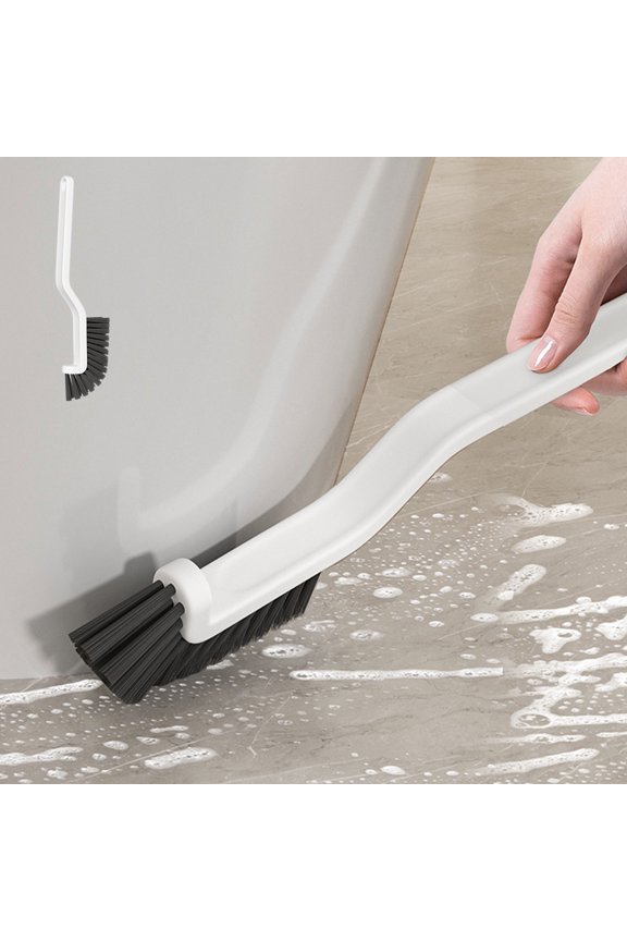 Bathroom Cleaning Brush with Stiff Bristles | 11.42 Inch Plastic Handle | Multipurpose Scrub for Toilet, Floor, Tile, Kitchen, Bathtub | Right Angle Head | White | 1 Pack
