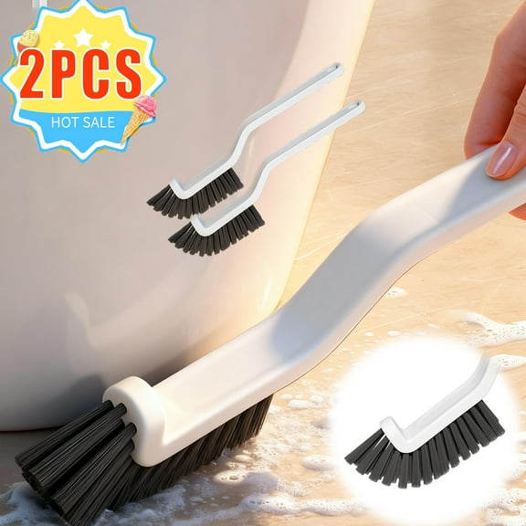 Bathroom Cleaning Brush Toilet Floor Scrubber Stiff Bristle Plastic Handle 11.42 Inch，Multipurpose Kitchen Bath Scrub Brush for Cleaning Supplies(white，2PC)
