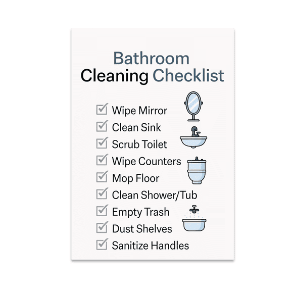 Bathroom Cleaning Checklist Poster - Home Organization Enthusiast - 13x19 Poster Print