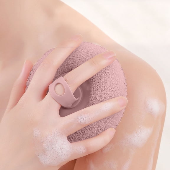 Bathroom Cleaning Set Foam Sponge Brush with Exfoliating Silicone and Scrubber for Shower Use Polyester Craft Versatile Bath Accessory, 10 cm×7 cm, Sakura Pink