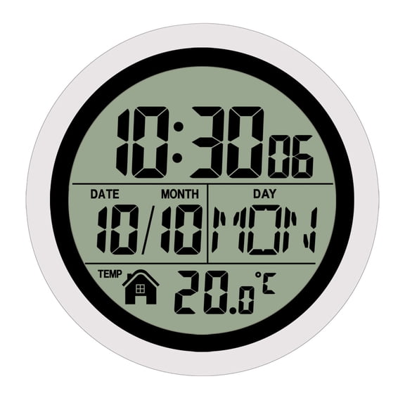 Bathroom Clock 5.75" Kitchen Wall Clock with Large Screen Shower Clocks with Suction Cup,Temperature,Date,Calendar